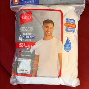 NWT Hanes White Slim Fit T-Shirts